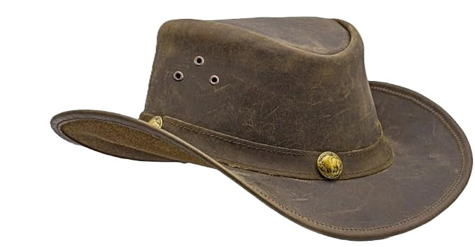 Fabricant Gears Nichols Leather Cowboy hat Shapeable into Outback hat, Australian Hats for Men & Women