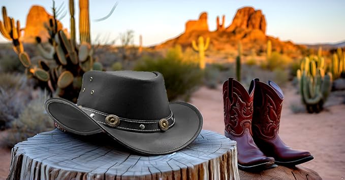 Fabricant Gears Showerproof Outback hat Also Worn as Leather Cowboy hat, Australian Hats for Men & Women