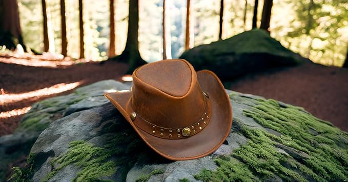 Fabricant Gears Shapeable Leather Cowboy hat into Outback hat Western Vintage Australian Hats for Men & Women