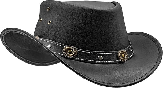 Fabricant Gears Showerproof Outback hat Also Worn as Leather Cowboy hat, Australian Hats for Men & Women