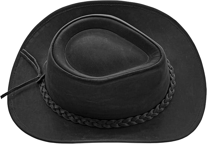 Fabricant Gears Block Grain Leather Western Cowboy Hat for Men Women Shape able into Out Back hat Durable Leather Hat