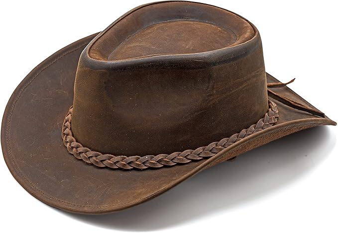 Fabricant Gears Block Grain Leather Western Cowboy Hat for Men Women Shape able into Out Back hat Durable Leather Hat