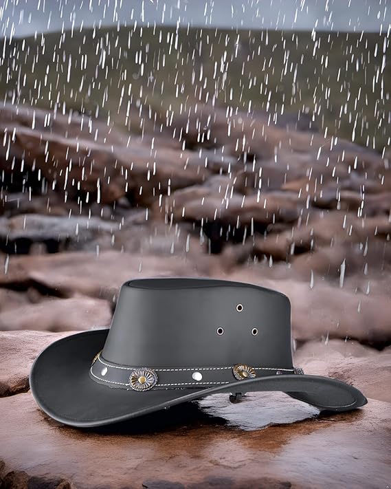 Fabricant Gears Showerproof Outback hat Also Worn as Leather Cowboy hat, Australian Hats for Men & Women