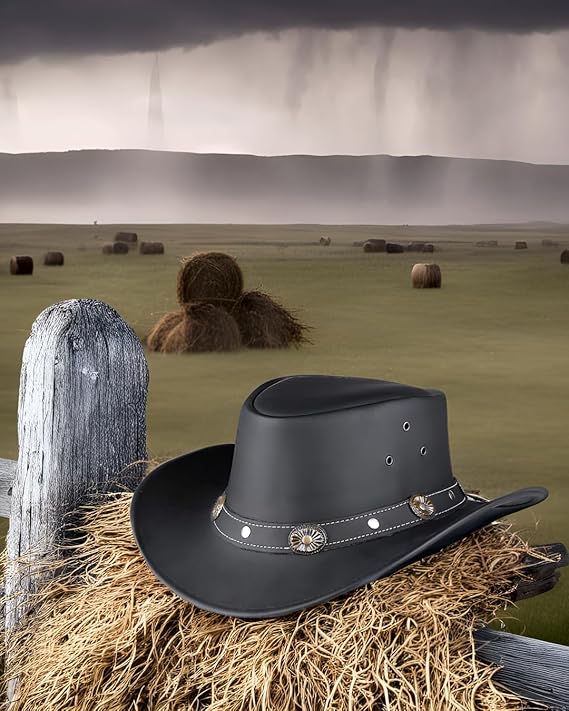 Fabricant Gears Showerproof Outback hat Also Worn as Leather Cowboy hat, Australian Hats for Men & Women