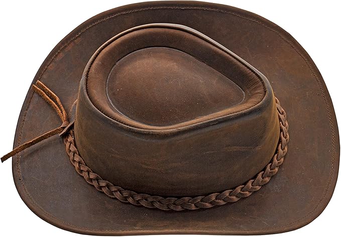 Fabricant Gears Block Grain Leather Western Cowboy Hat for Men Women Shape able into Out Back hat Durable Leather Hat